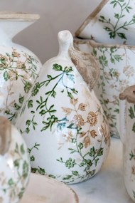 Decorațiune pară din ceramică antichizată, pictată manual, cu decor floral-vegetal, 16,5x11,5 cm, „Grasse"