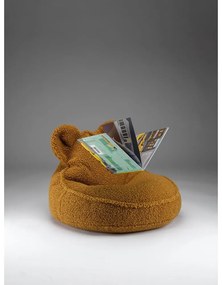 Fotoliu puf pentru copii maro cu tapițerie din țesătură bouclé Bear – Wigiwama