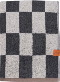 Prosop gri antracit/bej din bumbac organic din frotir 70x133 cm Retro – Mette Ditmer Denmark