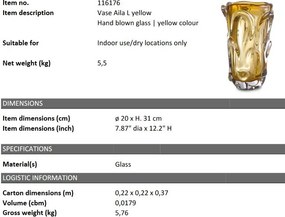 Vaza flori, Vas decorativ Aila L galben