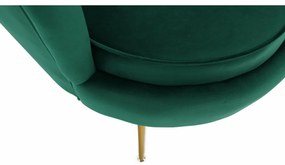 Fotoliu în stil Art-deco, catifea Velvet smarald/crom auriu, NOBLIN