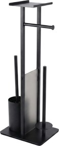 Suport pentru hârtie igienică și perie de toaletă cu raft pentru telefon HYLLA, 65 cm, negru