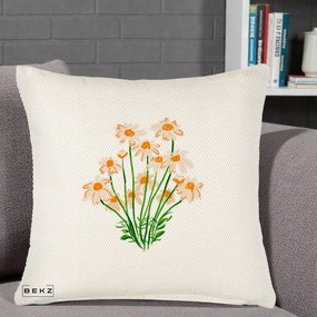 Perna Decorativa Margarete Camp, 40x40 cm, Crem Reliefat, Husa Detasabila, Perna Inclusa, BEKZ®