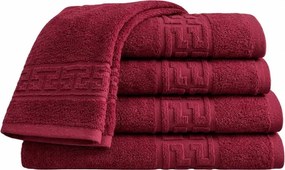 Set 5 Prosoape 70x130 cm Bumbac 500 g/mp Bordura Greceasca, Visiniu