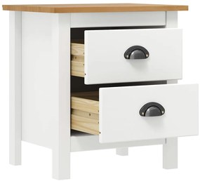 Noptiera Hill, 2 buc., alb, 46x35x49,5 cm, lemn masiv de pin