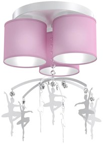 Plafoniera cu 3 surse de iluminat pentru camera copii / tineret BALLETRIC roz