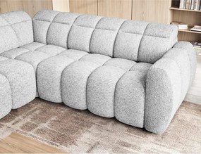 Colțar gri deschis extensibil/cu spațiu de depozitare cu tapițerie din țesătură bouclé (cu colț pe partea stângă/în formă de ”L”) Falconn – ELTAP