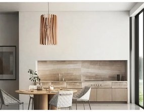 Pendul din lemn masiv pe cablu, 1xE27/60W/230V, diametru 38 cm, frasin/lemn de cauciuc