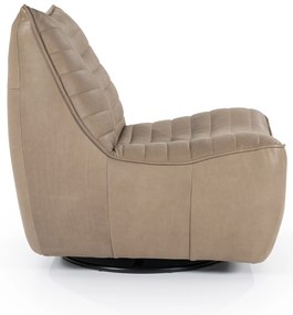 Fotoliu Matthew din piele, metal și lemn taupe