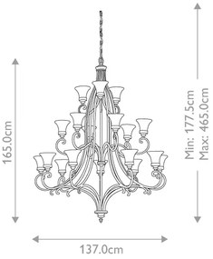Lustră pe lanț DRAWING Feiss FE-DRAWING-ROOM18 ROOM 18xE27/60W/230V