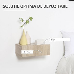 Set de 2 Noptiere Suspendate pentru Dormitor, Noptiere Moderne cu Fixare la Perete, din Lemn 40x30x15cm HOMCOM | Aosom RO