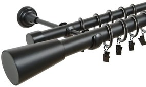 Galerie dubla walec basic negru 25/19mm (Alege marime: 180 cm)