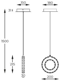 Lustra LED suspendata design modern Girona crom