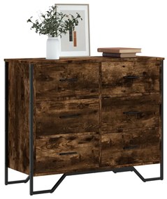 vidaXL Comodă cu sertare stejar fumuriu 91x35,5x74,5 cm lemn prelucrat