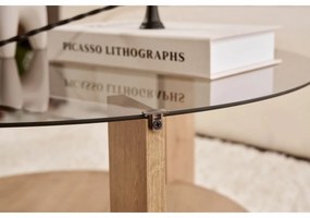 Măsuță de cafea Clara Sapphire Oak cu sticlăfumurie