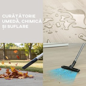 HOMCOM Aspirator 3 în 1 de 1400W, Aspirator de Solide și Lichide și Suflător, Recipient de 18L din Oțel Inox, Filtru Triplu și Accesorii, pentru Casă, Garaj și Birou | Aosom Romania