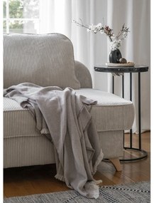 Șezlong bej cu tapițerie din catifea reiată (cu colț pe partea stângă) Chic Charlotte – Miuform