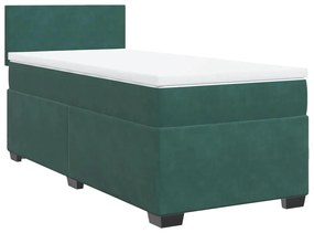 3286231 vidaXL Pat box spring cu saltea, verde închis, 100x200 cm, catifea