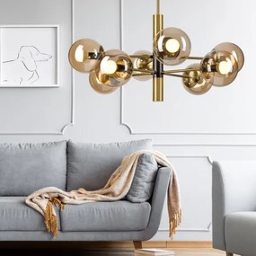 Lustră pe tijă ROLLO 8xE14/5W/230V auriu/fumuriu