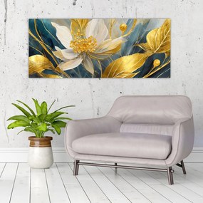 Tablou - Pictura de flori de aur (120x50 cm)