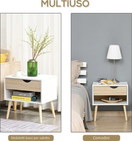 HOMCOM Noptiere Moderne cu Sertar și Raft, Design Modern și Funcțional, Ideal pentru Cameră de Dormit, Albastru | Aosom Romania