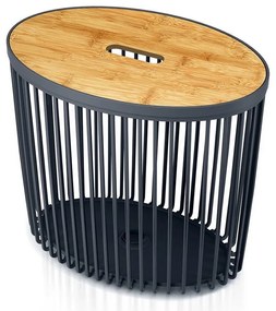 Cos universal oval cu capac din bambus, 55 l, lemn natural / antracit