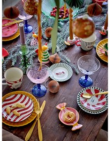 Farfurii roșii-crem 2 buc. pentru desert, din gresie ø 12,5 cm, cu model de Crăciun Yule – Bloomingville