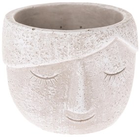 Mască de ghiveci din beton Face alb , 15,5 x 11x 14 cm