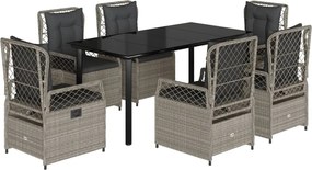 vidaXL Set mobilier de grădină cu perne, 7 piese gri deschis poliratan