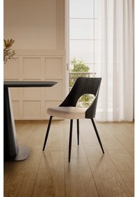 Scaune de dining negre/crem 2 buc. tapițate Gilda – MOME