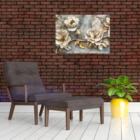 Tablou - Marmură de fundal cu flori (70x50 cm)