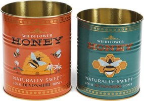 Cutii de depozitare 2 buc. din staniu decorative ø 11x13 cm Honey – Rex London