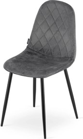 OFERTA Scaun din catifea gri inchis ASTI cu picioare negre categoria a II-a