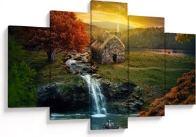 Tablou cu căbănuță în peisaj de poveste (150x105 cm)