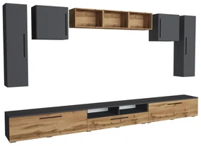 Living haaus Haga V2, Antracit/Stejar Wotan, L 360 cm