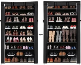 Dulap textil de depozitare MATIS, 88 x 160 cm, cu rafturi, negru