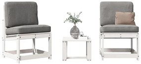 vidaXL Set mobilier de grădină, 3 piese, alb, lemn masiv de pin
