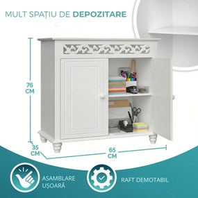 Comodă JERSEY, 76x65x35cm, alb Casaria