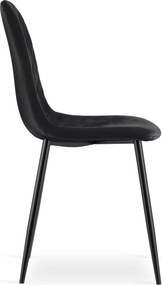 OFERTA Scaun de catifea neagra ASTI cu picioare negre II. calitate