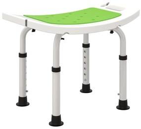 HOMCOM Scaun de Duș reglabil în Înălțime Taburet de Duș Ergonomic Picioare anti-alunecare Greutate Max. 135 kg aluminiu HDPE Verde | Aosom Romania