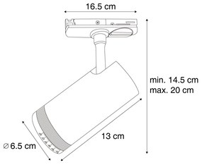 Spot modern negru pentru sistem de șină monofazat, cu LED, rotativ și înclinabil - Iconic Zoom
