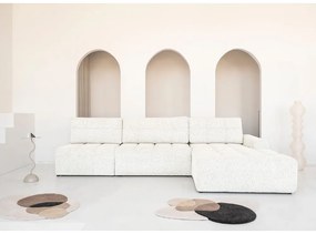 Colțar modular crem extensibil/cu spațiu de depozitare (cu colț pe partea dreaptă) Lulu – Miuform