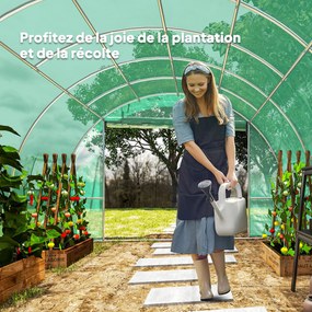 Outsunny Seră tunel de grădină 3 x 4 x 2 m cu ușă înrolabilă și ferestre mari, din oțel galvanizat și PE, verde | Aosom Romania