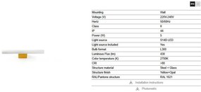 Aplica LED oglinda, tablou IP44 CALMA galben/opal 30cm