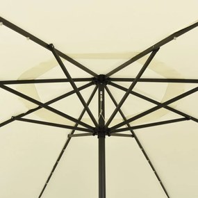 Umbrela de soare exterior, LED-uri  stalp metal nisipiu 400 cm Nisip