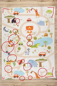 BAMBINO 1165 covor lavabil Grădină zoologică pentru copii anti-alunecare bej - SECUNDAR-COTATI PRODUSUL