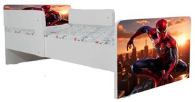 Pat Baieti 2-12 Ani Cu Spiderman, Cu Dubla Protectie, Cu Saltea SafeNest 160x80 Cm Ptv6696