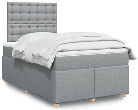 vidaXL Pat box spring cu saltea, gri deschis, 120x190 cm, textil