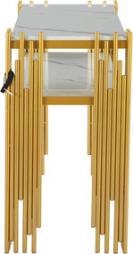 MAU42 - Masa Consola, 120 cm, masuta hol cu raft, living, dormitor - Auriu - Alb / Negru Imitatie de Marmura