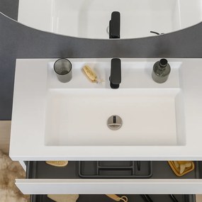 Set mobilier cu lavoar inclus 70 cm, 3 sertare cu soft-close, gri deschis, Kolpasan, Harmony